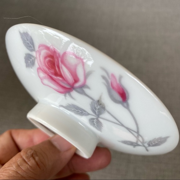 Vintage Pink Rose Zephyr Deville Footed Lid Saucer - Picture 1 of 5